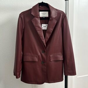 American eagle Faux leather blazer in a beautiful wine color
